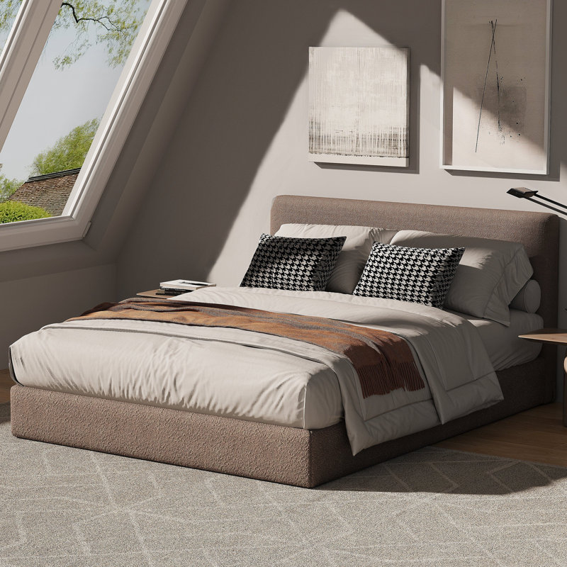 Boucle Bed Frame With Headboard, Double (4'6)