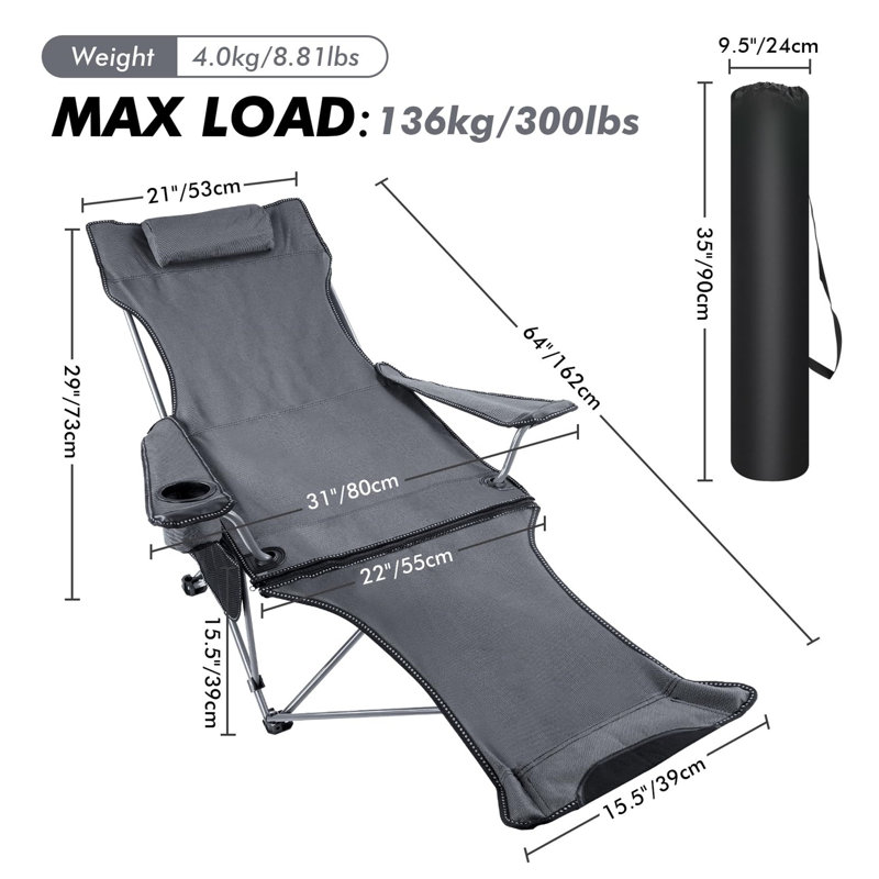 Candelora Folding Camping Chair, Grey