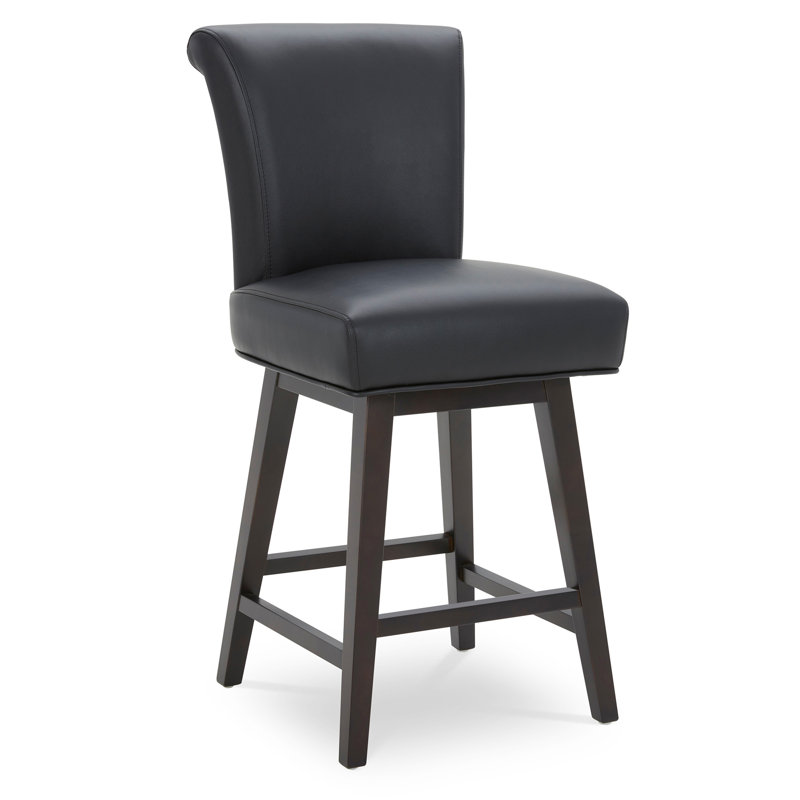 Alanys Swivel Upholstered Counter Stool, Black