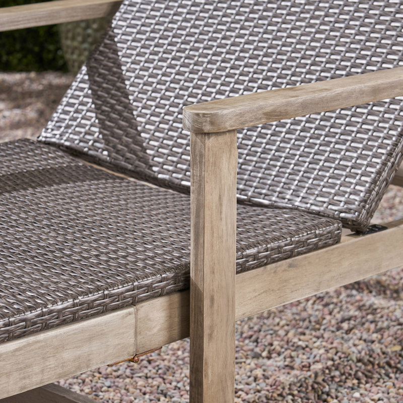 Chaise longue en bois et osier Hampton
