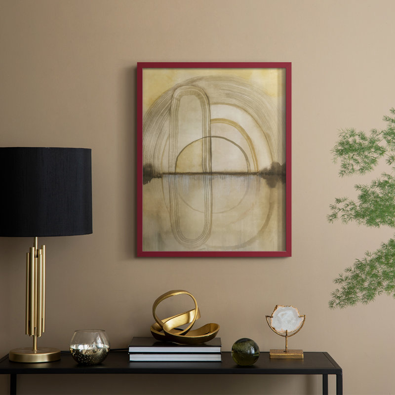 «Soft Golden Reflections II», reproduction encadrée - bois massif, H 11 po x l 9 po, Cadre rouge