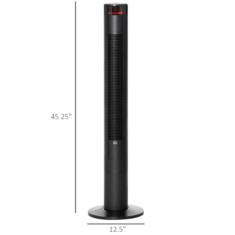 HOMCOM Freestanding Tower Fan Cooling For Bedroom With 3 Speed, 12H Timer, Oscillating, LED Panel, Remote Controller, Black