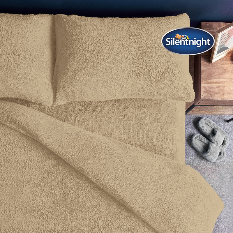 Silentnight Cosy Teddy Fleece Duvet Set, Kingsize - 2 Pillowcases (45 x 80 cm), Beige