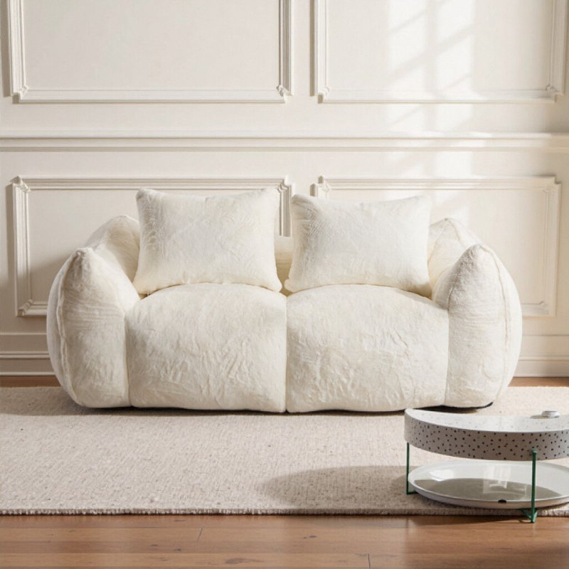 Giant Bean Bag Couch for Adults, Ultra Soft Fluffy Loveseat Bean Bag Sofa, Chase Lounge Chair Indoor for Living Room Bedroom, No Assembly Required Cozy Reading Chair with Pillows