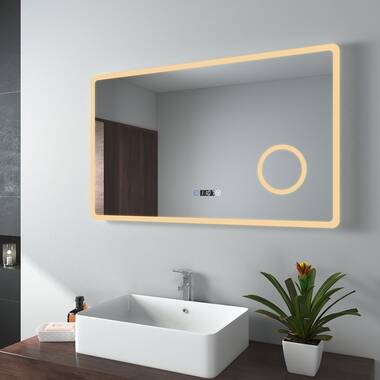 EMKE LED-Badezimmerspiegel mit Beleuchtung Kaltweiß Touch-Schalter  Vergrößerung
