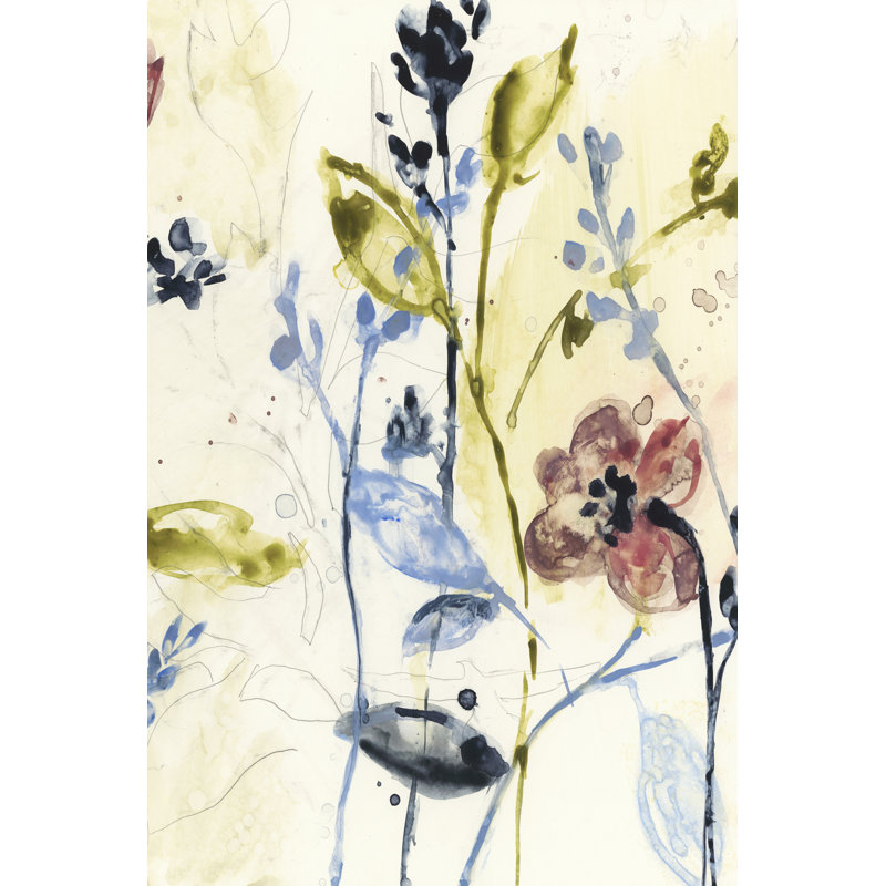 Flowing Stems II by Jennifer Goldberger - Wrapped Canvas Painting, 46cm H x 30cm W