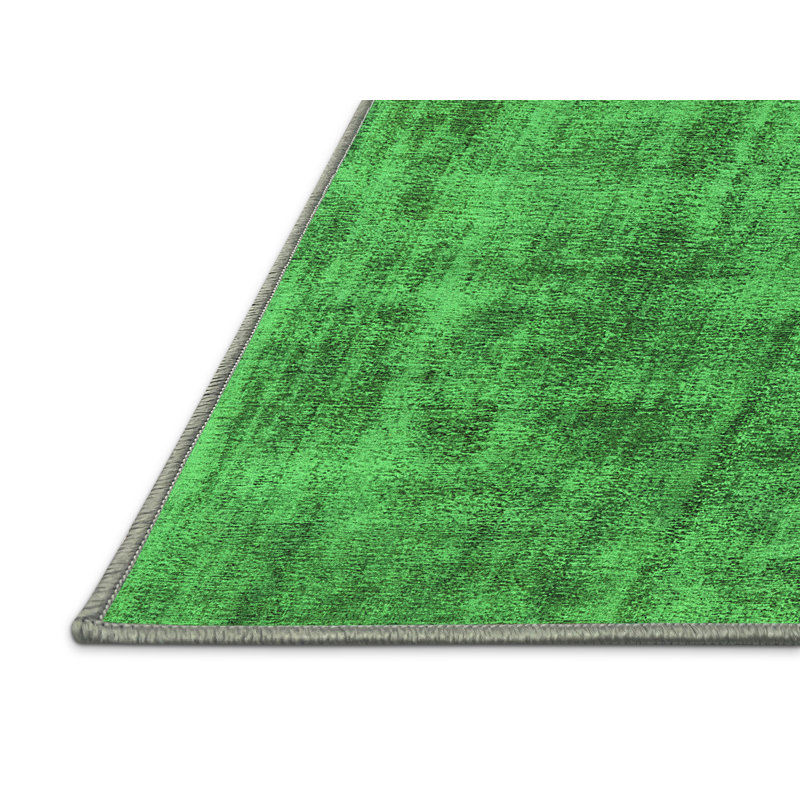 Tapis verts lavables à la machine de style Mid-Century moderne 1822, Rectangle 3 pi x 5 pi