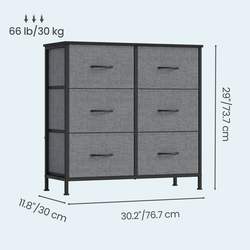 76.7 cm W Chest of 6 Drawers, Slate Grey