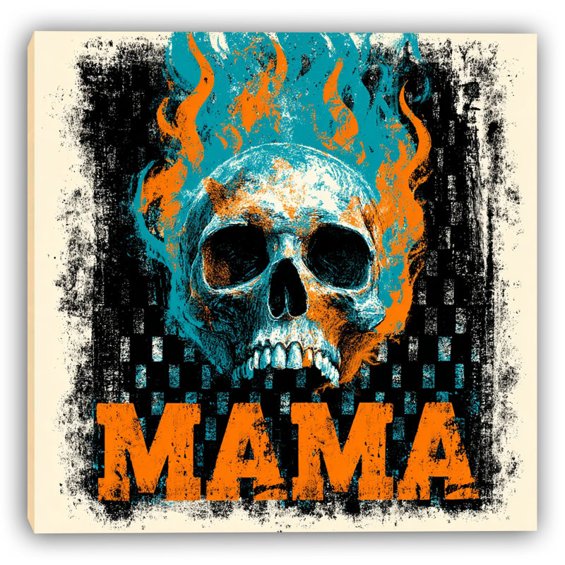 «Flame Skull Mama II», art mural sur toile tendue