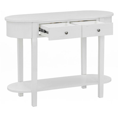 Élégante console rétro avec un design incurvé et un glacis lisse