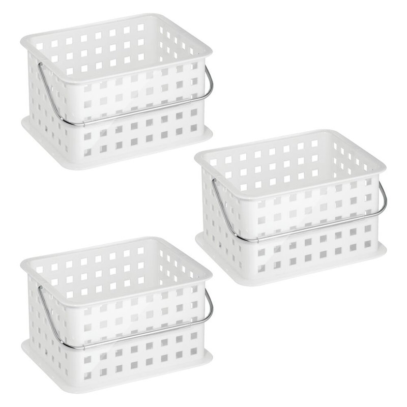Ensemble de 3 paniers de douche en plastique avec poignées iDesign - Blanc