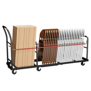 Folding Chair Cart with Wheels,L-Shaped Folding Chair,300 LBS Load Heavy-Duty Metal Cart for 25 Chairs,Apply to Large Business Bonferences,Weddings and Various Events
