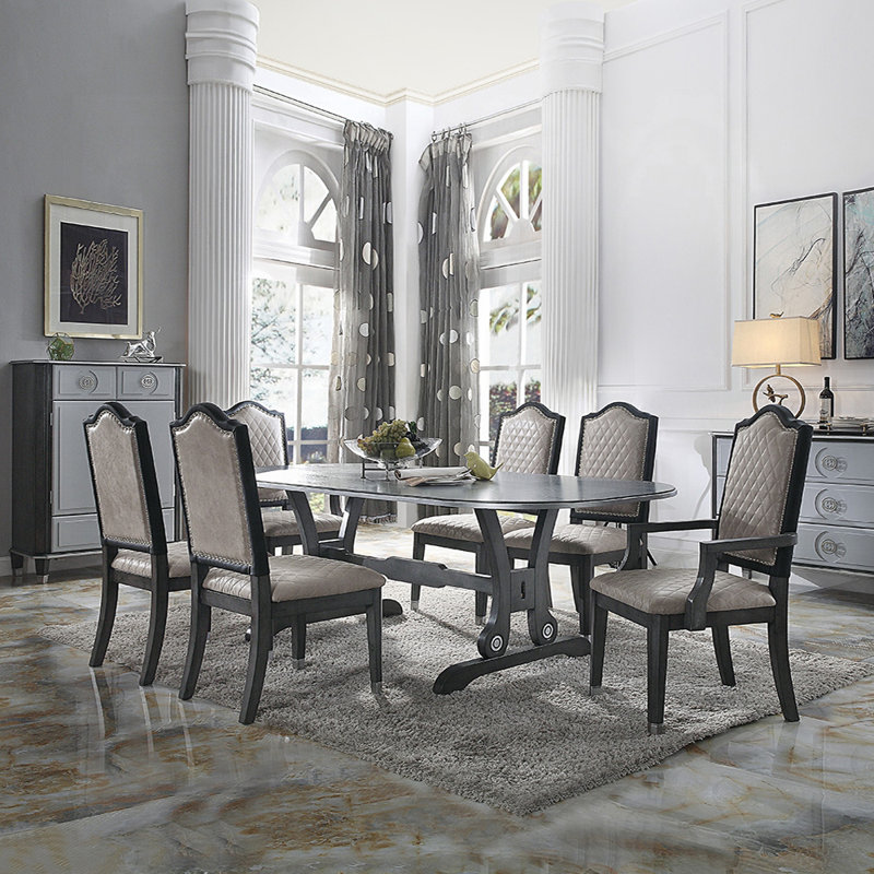 Fauteuil rembourré gris et gris Sarek, Gris foncé, Gris anthracite