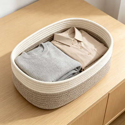 Cube Shelf Closet Storage Baskets Bins Set Of 2, Woven Cotton Rope Basket For Organizing And Storage, Long-Lasting And Skin-Friendly Toy Storage Bin, Stylish Room Decor Basket
