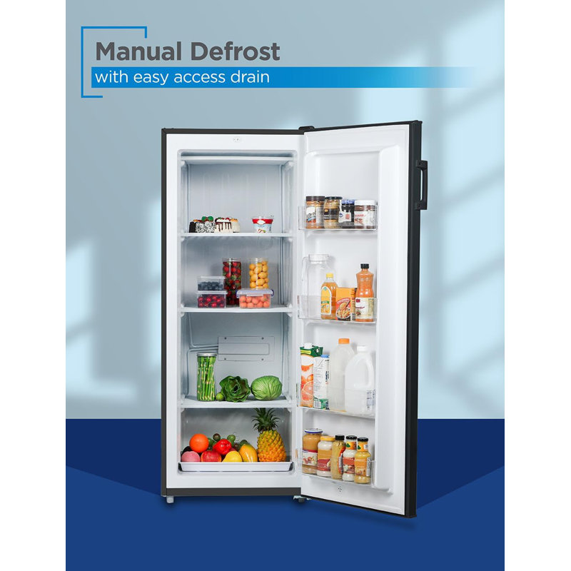 BLACK+DECKER 10 Cu. Ft. Upright Freezer, Stand Up Freezer with Mechanical Temperature Control, Freezer Upright with 3 Shelves and 4 Door Bins, Manual Defrost, R600a Refrigerant, BUF1000LB, Black
