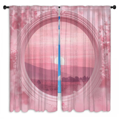 Rideaux de fenêtre roses à travers la fenêtre, obscurcissant et obscurcissant - 2 panneaux