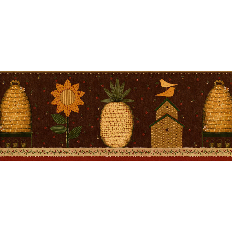 Bordure de papier peint L 15 pi x l 9 po Kashina, Brun, vert, bourgogne