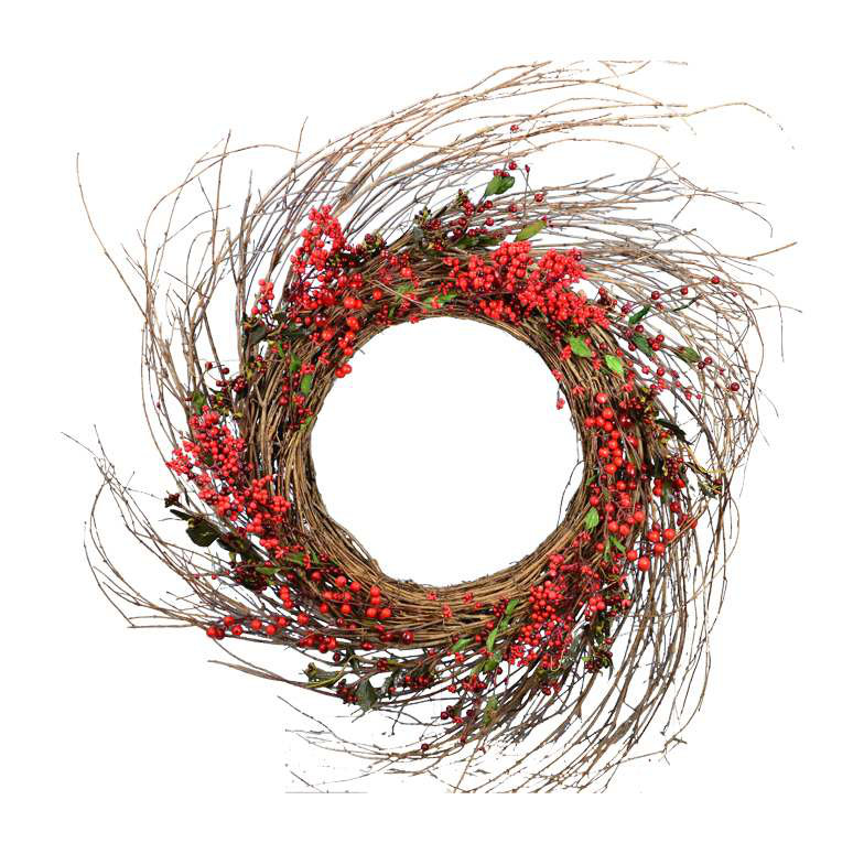 Faux Berry Wreath, 26" W x 26" D, Red
