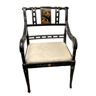 Arm Chair With Oriental Landscape Art