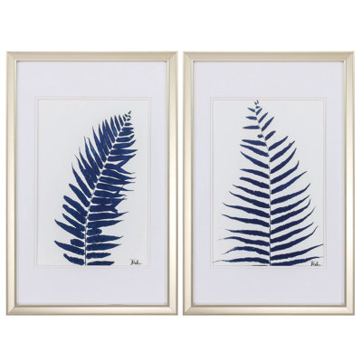 «Indigo Ferns», ensemble de 2 reproductions encadrées