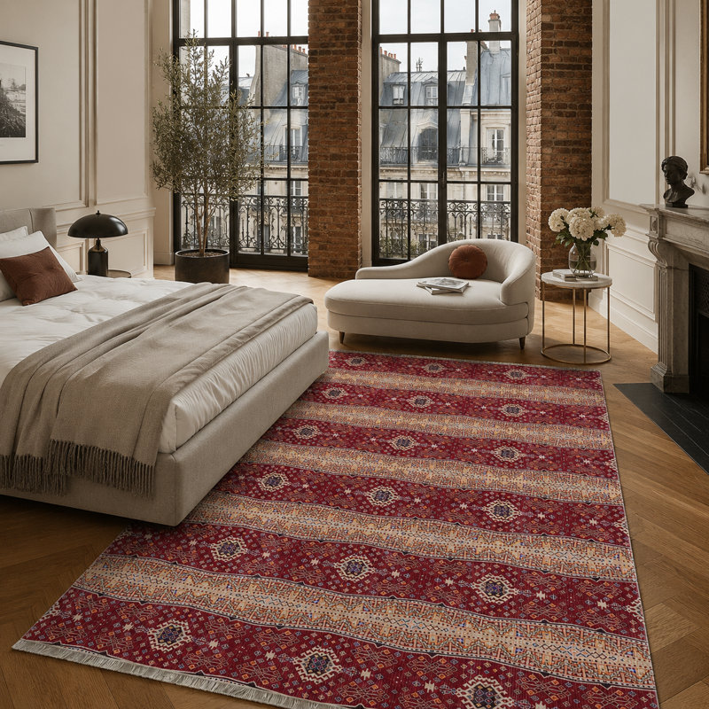 Oriental Cotton and Chenille Flatweave Area Rug, 60 x 100 cm
