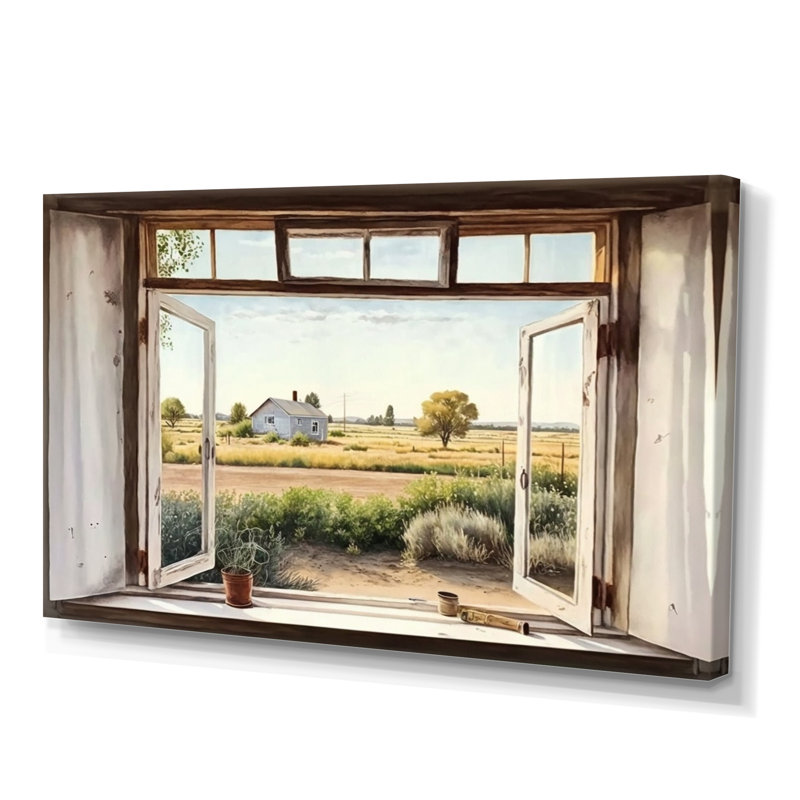«Window to Landscape Views I - Farm Landscape», art mural, H 12 po x l 20 po x P 1 po, Toile tendue