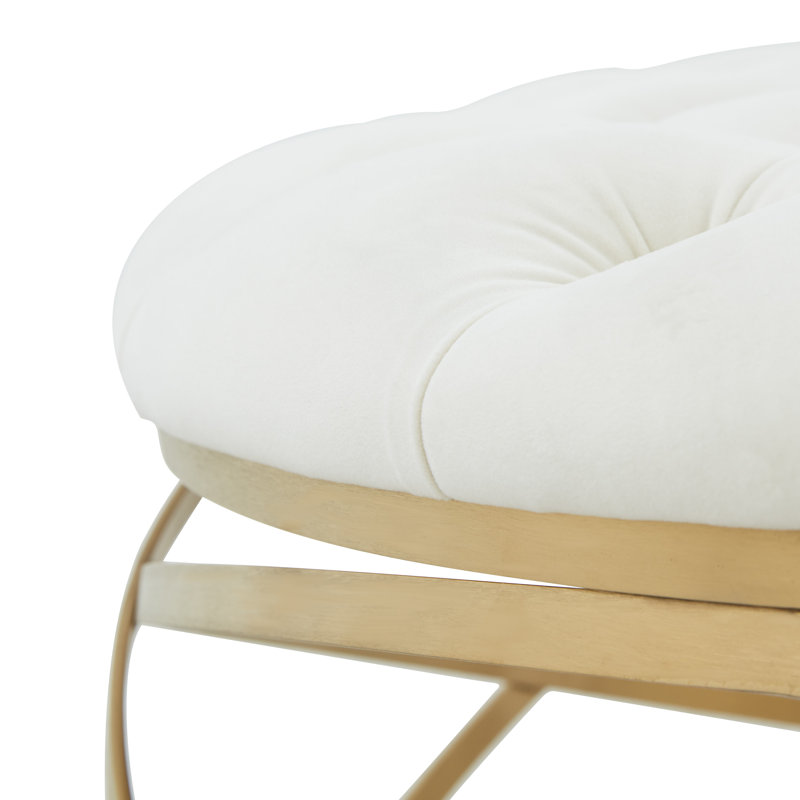 Skye Velvet Ottoman, Cream Velvet