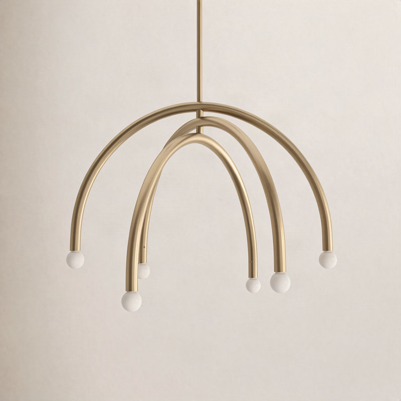 Yula 6-Light Chandelier in Natural Brass, Natural Brass