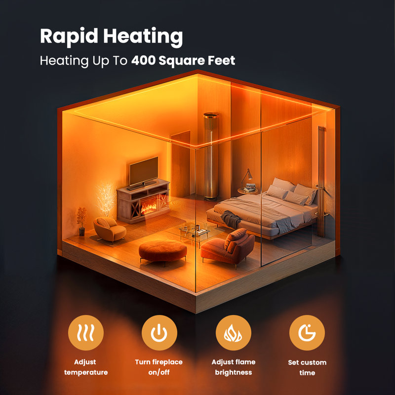 Jinora Farmhouse TV Stand For TVs Up To 70" With Electric Fireplace Included
