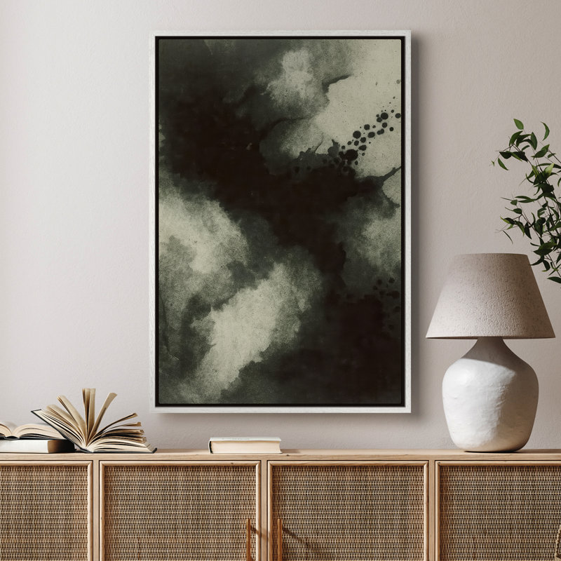 Art mural encadré, impressions murales abstraites à l'encre noire et blanche pour chambre à coucher - 24 po, 24 po x 36 po