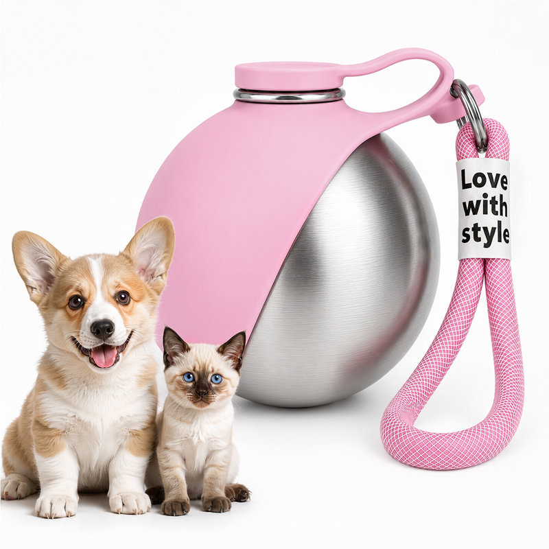 Portable Dog Water Bottle,10 oz with Collapsible Silicone Bowl