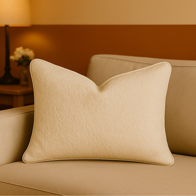 Coussin décoratif lombaire texturé doux ivoire, coussin décoratif de style japonais minimaliste neutre