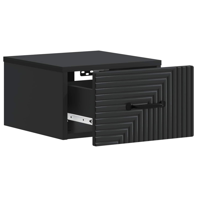 34.5cm W Manufactured Wood Bedside Table, Black
