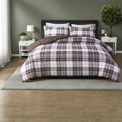 Ensembles de literie toutes saisons hypoallergéniques, édredon en microfibre à motif écossais pour lit simple / simple TG