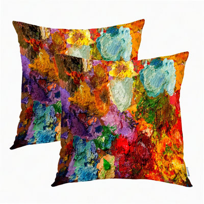 Vibrant Artistic Blend Pillow Covers - Abstract Decor for Couch Sofa Bed - Modern Digital Print - Invisible Zipper - Home Decor