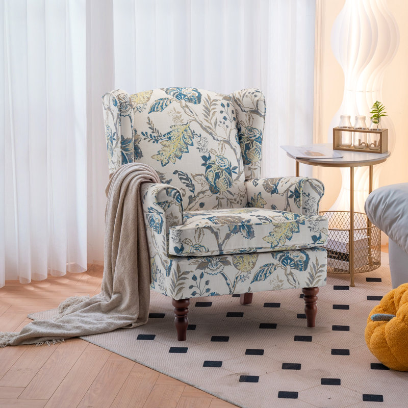Devonn Upholstered Accent Chair, Blue Floral