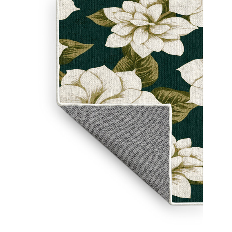 Washable Gardenias Hawaiian Area Rug, Square 6'