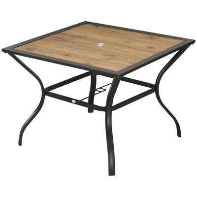 Table de salle à manger d'extérieur avec plateau en PC, table de patio carrée pour 4