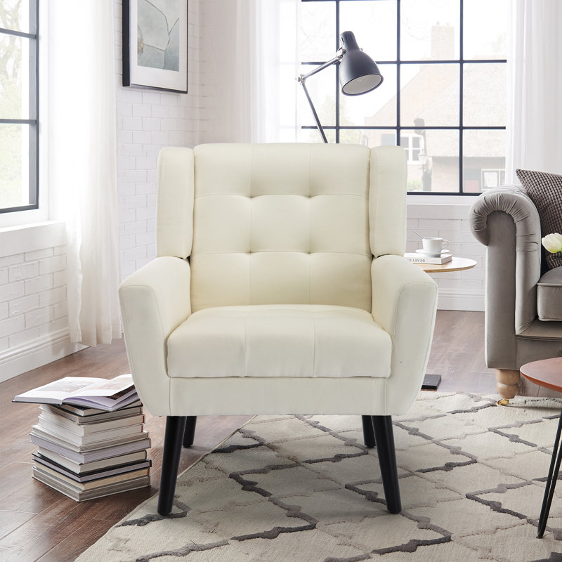 Fauteuil d'appoint Bolanle, Lin blanc