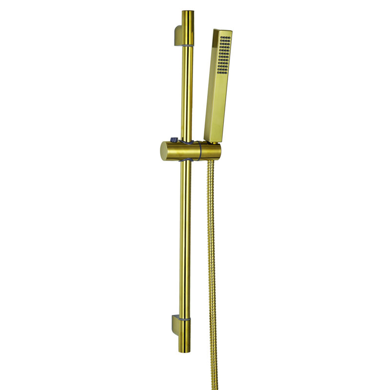 Gold Finishing Shower Set Bathroom Bar Wall Column Replacement Movable Handle