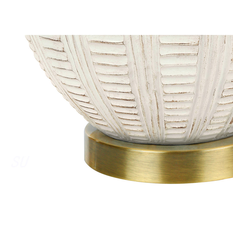 Lighting, H 21 po, lampe de table, abat-jour ivoire / crème, résine crème, transitionnel