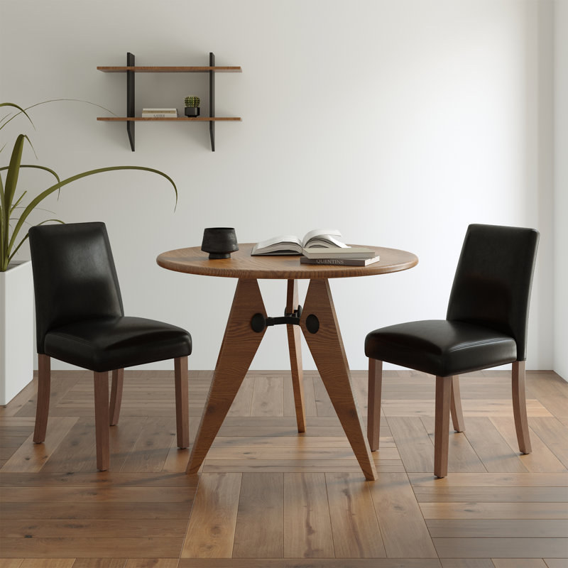 17.3'' Wide Modern Upholstered Fabric High Back Parsons Side Dining Chair with Solid Wood Legs, Black