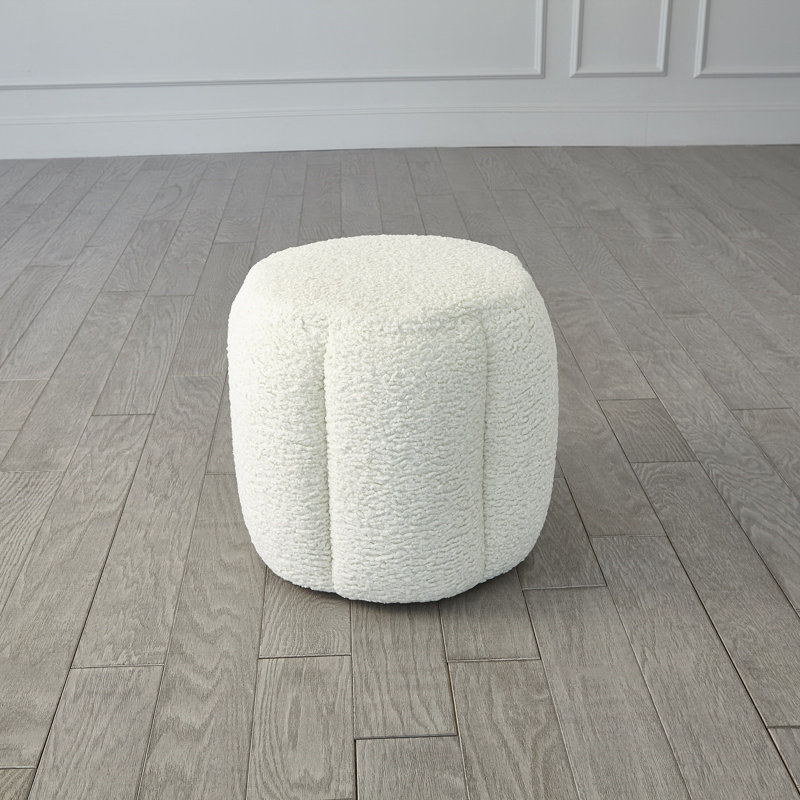 Tuffet Ottoman-Sheepskin-Toast, White
