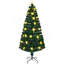 Arbre de Noël à fibre optique 7 pi avec grandes étoiles, arbre de Noël artificiel épinette vert avec support en métal, arbre de Noël pour décoration des Fêtes-1198737862