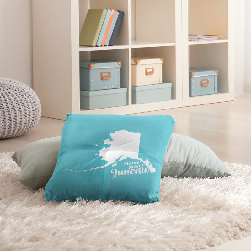 Reversible Throw Pillow, 30" H x 30" W, Juneau/Alaska, Teal