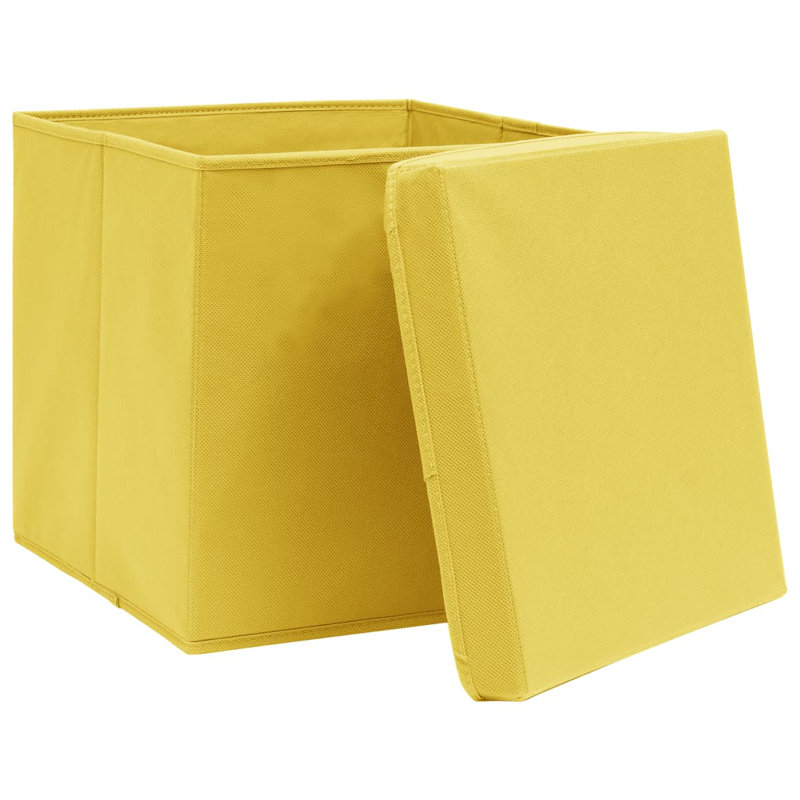 Storage Box Set Of 10 Yellow Non-Woven Fabric (100% Polyester)