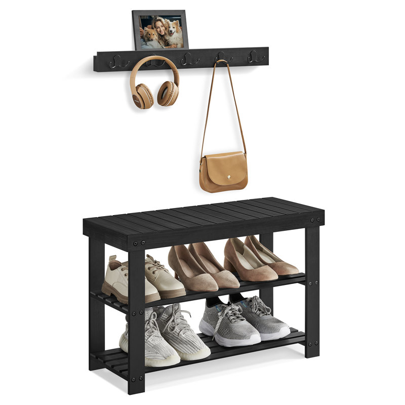 Mairead Hall Tree 75cm Wide with Bench and Shoe Storage, Black