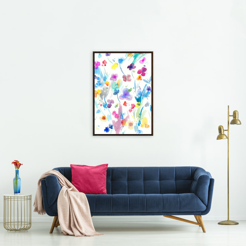 «A Lovely Time» par Victor Ryan, peinture sur toile à cadre flottant, H 58,75 po x l 41,75 po, Image au pinceau gel