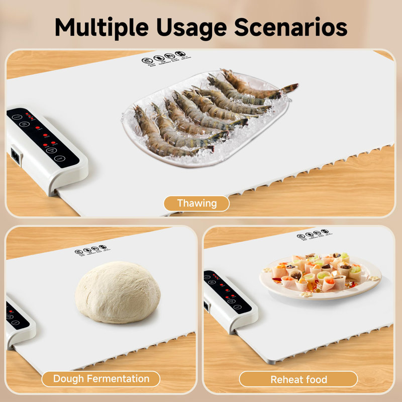 Electric Warming Tray - Portable Food Warmer With Time Moders Locking Function Adjustable Temperature Control Foldable Silicone Heating Tray