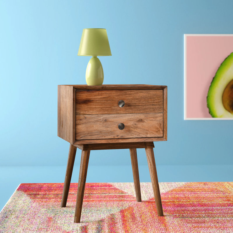 Alana 17.7'' W Solid Wood Nightstand, Natural Wood Color